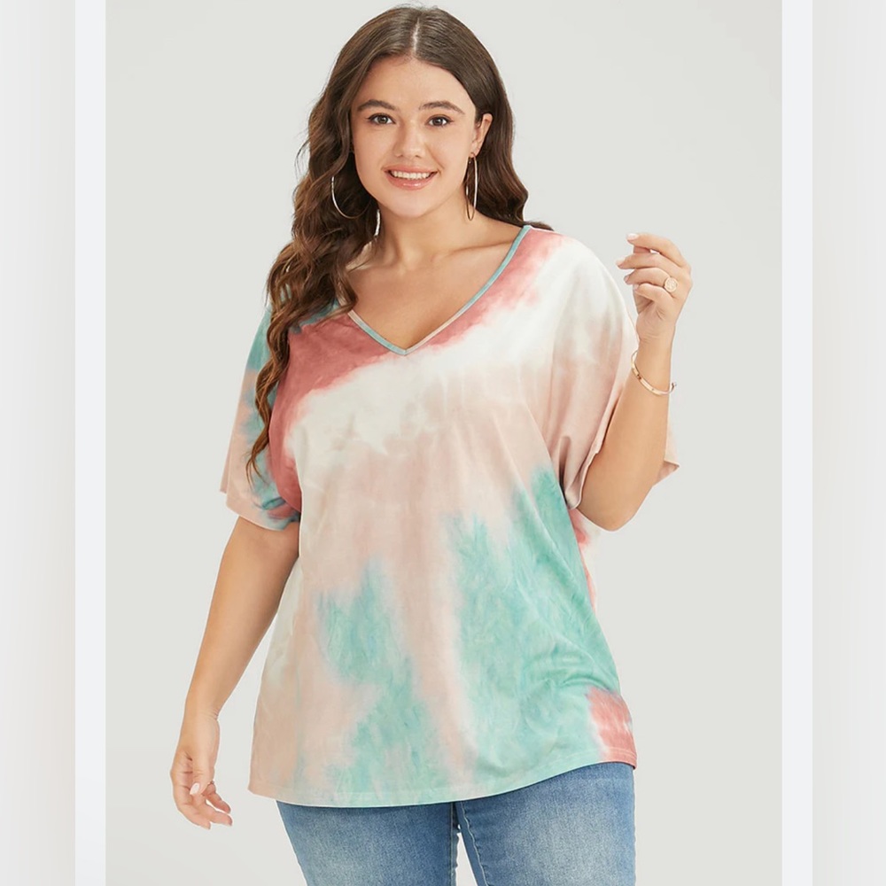 Women's Tie-Dye V-Neck Top